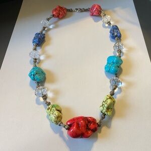 Vintage Large Multicolor Dyed Colorful Howlite Beaded Necklace